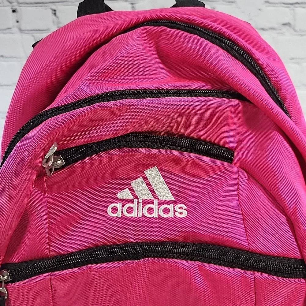Adidas Pink Backpack Girls School Bag Multi Compartment Pockets - Picture 2 of 12